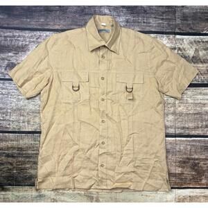VTG Nani Bon Shirt Mens Medium Linen Blend Cargo Pockets Made in Italy Button